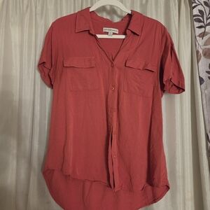 Womens Orange Button Up Shirt